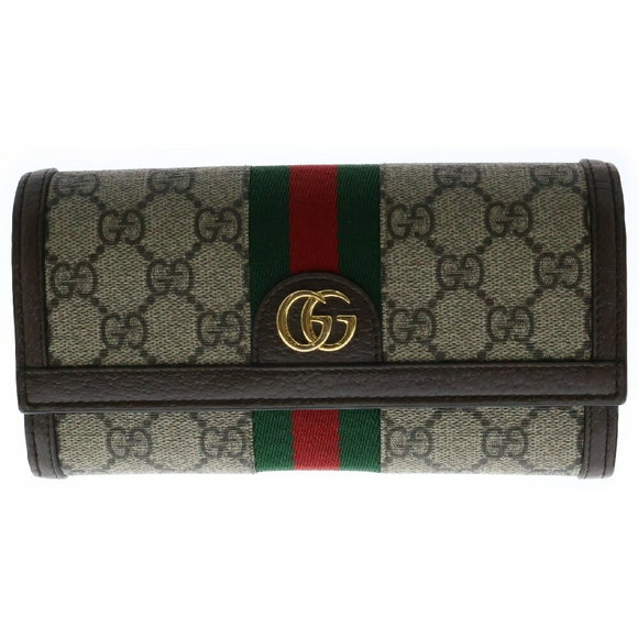 Gucci Beige Ophidia Supreme Leather Long Brown Wallet GG Sherry Line - Picture 1 of 5